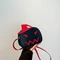 Quirky Halloween pumpkin crossbody bag in black and red faux leather with wizard hat - Black