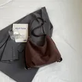 Sac à dos rétro 3-en-1 en daim marron foncé à grande capacité avec bretelles en cuir - Sans Pendentif / Café
