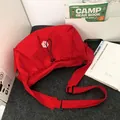 Fashionable bright red pleated nylon crossbody bag with large capacity and adjustable strap - Red
