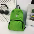 Lightweight lime green nylon backpack with diamond lattice pattern and cute logo - Standard Type / Green