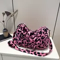 Pink and black leopard print woven tote bag with matching wide shoulder strap - Rose Red
