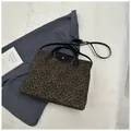 Large capacity leopard print tote bag with black leather handles and shoulder strap - No Pendant / Coffee