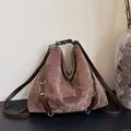 Vintage brown corduroy shoulder bag with adjustable leather straps in warm coffee brown - Brown