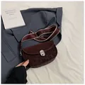 Retro burgundy leopard print saddle bag with stylish wide fashion web strap - Red