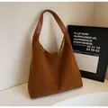 Brown fluffy teddy plush tote bag with durable leather handles for stylish autumn wear - Brown