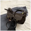Retro dark brown underarm bag with multi-pockets and adjustable shoulder strap - Coffee
