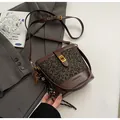 Sac seau léopard avec bordure en cuir marron et fermoir vintage doré élégant - Imprimé Léopard Avec Charme