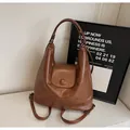 Vintage brown large capacity multi-way tote and backpack in premium faux leather - Brown No Pendant