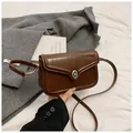 Coffee brown vintage small square bag with oil-waxed finish and silver turn-lock - Brown No Pendant