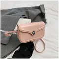 Chic pink crossbody bag with shiny leather finish and silver metallic twist lock - Pink No Pendant