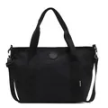 Minimalist black canvas tote bag with large capacity for commuting and adjustable strap - 42x14x27cm / Black
