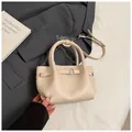 Chic beige ruched tote bag with lychee texture and detachable chain strap on suit jacket - With Ornament / White