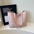 Minimalistische hellrosa Canvas-Einkaufstasche mit großem Fassungsvermögen für Damen - Rosa