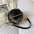 Bolso bandolera creativo negro con forma de baloncesto con cadena de oro y cuero litchi - Negro
