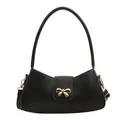 Sac sous le bras minimaliste noir avec fermoir élégant en métal doré noeud papillon - Noir