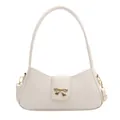 Sac sous le bras blanc minimaliste avec nœud doré et finition en cuir synthétique - Blanc
