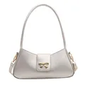 Sac bandoulière rétro argenté pour femme avec nœud doré et bandoulière réglable - Argent