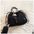 Large black drawstring bucket bag with baseball charms and silver clover metal logo - With Baseball Pendant / Black