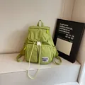 Lime green nylon backpack with waswac logo patch and white buckle details - Green