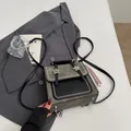 Retro grey canvas backpack with leather pocket and silver star buckles on suit background - Dark Tea Brown (With Charm)
