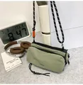 Crossbody bag in sage green nylon with adjustable bicolor woven shoulder strap - Green