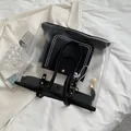 Transparent large PVC tote bag with black leather inner pouch and checkered charm - Transparent Black