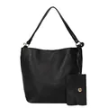 Ensemble sac seau noir avec texture grainée et petite pochette bandoulière assortie - Noir