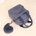 Bolso bandolera de nailon impermeable azul grisáceo con cremalleras de varias capas - Azul lago