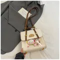 Witte niche design itabag rugzak met bruine banden en een transparant venster van PVC - Wit met hanger