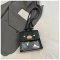 Sac ita noir avec fenêtre transparente et broderie ours mignonne pour femmes - Noir sans Pendentif