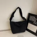 Minimalist black large capacity canvas tote bag with adjustable shoulder strap - Black