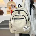 Crèmekleurige rugzak met grote capaciteit en een pluche panda-ster hanger - Met Hanger / Beige
