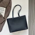 Elegant black pebbled leather large capacity underarm tote bag for daily commuting - Black