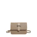 Minimalistische beige gewebte Umhängetasche mit goldener Schnalle und Gurt - Khaki