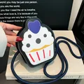 Creatieve mini-crossbodytas in de vorm van een cupcake met paars hart en rode strepen - Zwart
