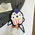 Mini borsa a tracolla per bambini a forma di cupcake con contrasto bianco e nero - Nero