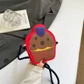 Mini borsa a tracolla a forma di cupcake in ecopelle rossa e blu per bimbi - Rosso