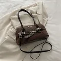 Vintage bruine schelptas met luipaardprint van suède en glanzend leer met goud - Luipaard Koffie