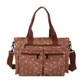 Bruine bloemen tote bag met multi-pocket design en verstelbare riem voor vrije tijd - Bruin