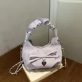 Sac à main lilas clair avec motif floral, nœud et poignée froncée au ton lavande élégant - Sans Pendentif / Violet
