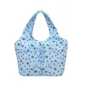Borsa tote imbottita azzurra con motivi a fiocco e tasche frontali doppie - Senza Ciondolo / Blu