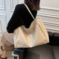 Minimalist creamy white large tote bag with long shoulder strap for women daily wear - Off White