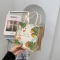 Linnen tas met natuurthema prints van paddenstoelen en pompoenen en handgrepen van katoen - Patroon 1 Paddestoel