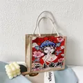 Moderne Jutetasche mit Peking-Oper-Druck, Baumwollgriffen und leuchtend rotem Muster - Chinesischer Stil Charakter