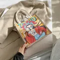 Linnen handtas met cartoon Peking Opera illustratie en stevige touwhandvatten - Patroon 2 Meisje met Zonnebril