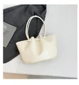 Elegante borsa a secchiello a pieghe bianco crema con manico a nodo per donna - Bianco