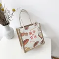 Japanese style linen tote bag with bread illustration and sturdy hemp rope handles - Bread Market