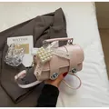 Borsa a mano cilindrica rosa con ciondolo a cuore di perle e fiocco in pizzo fine - Con Ornamento / Rosa