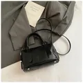 Sac bowling noir en cuir PU motif crocodile avec poignées et bandoulière réglable - Noir sans Pendentif