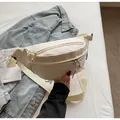 Sac banane en toile blanc crème avec bandoulière réglable pour le sport et les loisirs - Sans pendentif / Blanc Cassé
